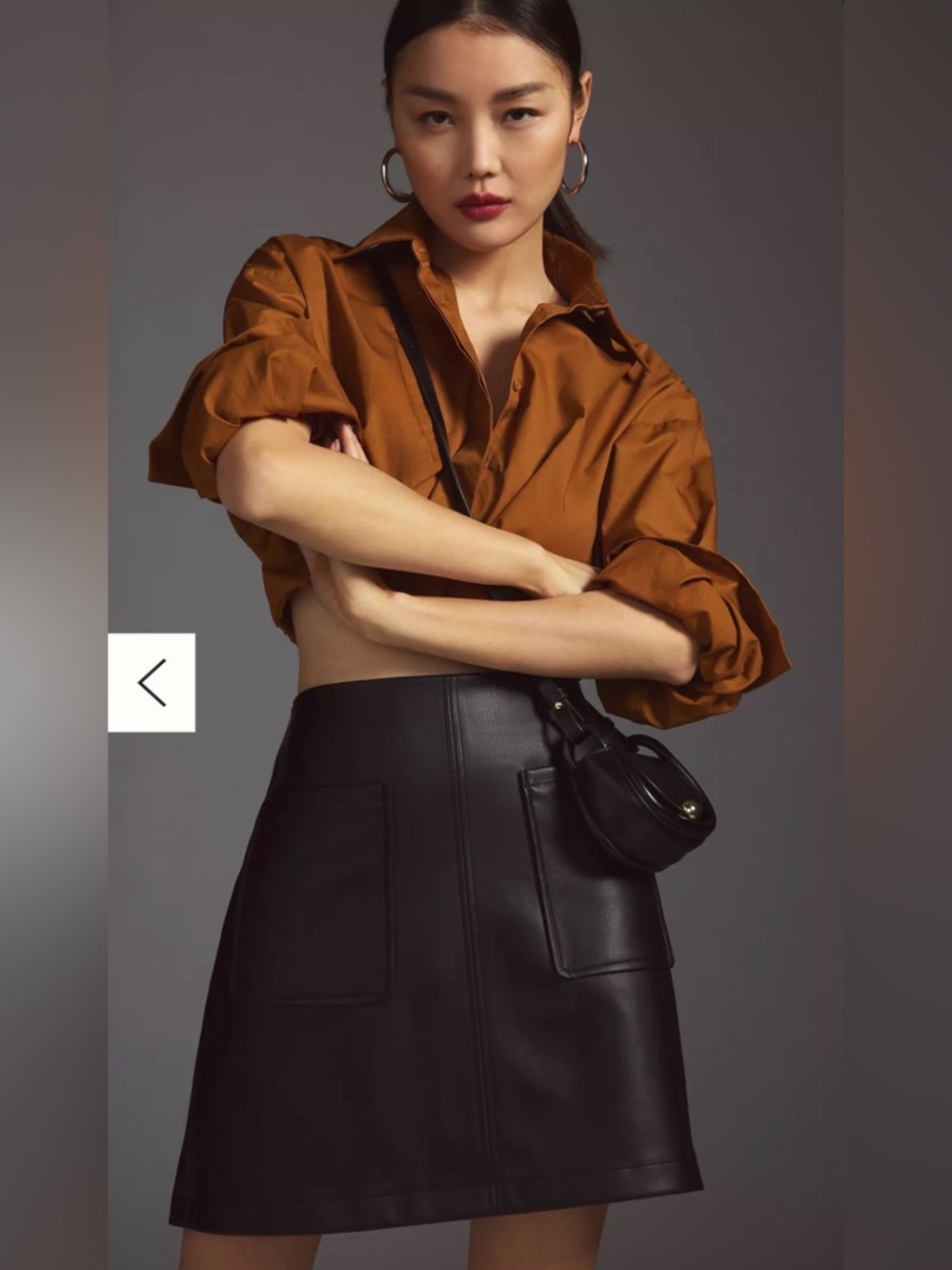 Maeve by Anthropologie Black Faux Leather A Line Mini Skirt Size M - Picture 8 of 14